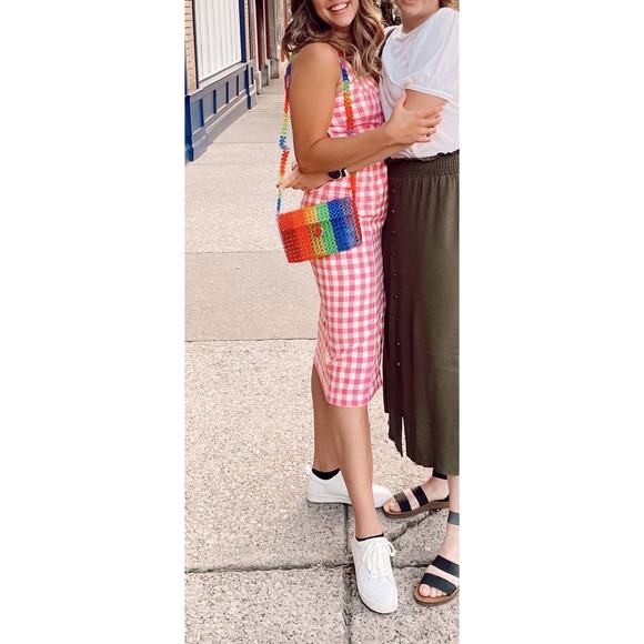 FINDERS KEEPERS Pink White Gingham Check Sleeveless Gigi Midi Dress Size US 10 - Picture 8 of 16